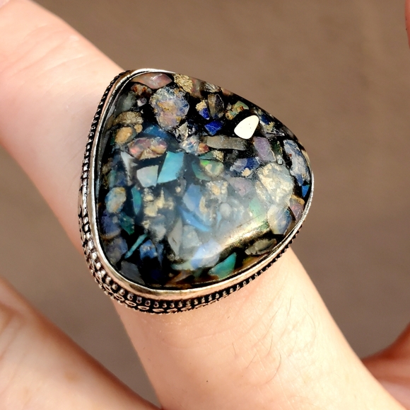 New Copper Ethiopian Opal 925 Silver Ring. - Picture 6 of 16